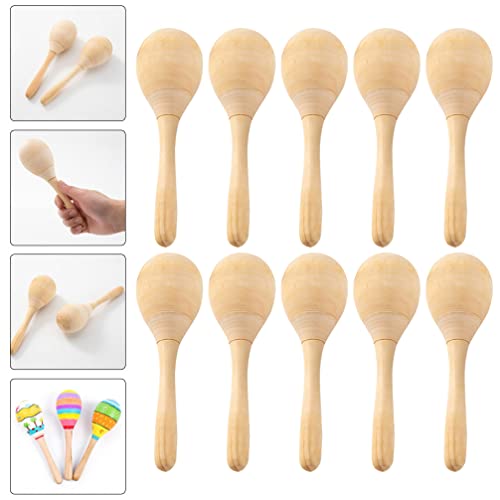 SUPVOX 8 Pcs DIY Wood Maracas Unfinished Hand Painted Maracas Party Favors Mini Wooden Fiesta Maracas for Kids Painting Craft Mexican Fiesta Birthday SUPVOX