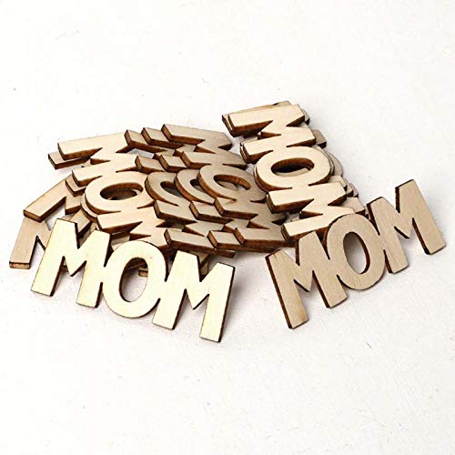 30 Pcs Little MOM Wood Crafts DIY Cutout Wooden Slices Embellishments Gift Unfinished Wood Ornaments for Happy Mothet's Day Mom's Birthday Party Creaides