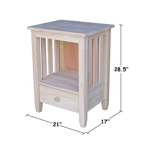 International Concepts Mission Tall End Table, Unfinished IC International Concepts