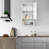 COSTWAY Bathroom Wall Cabinet, Large Capacity Storage Cabinet w/Single Louver Door & Height Adjustable Shelf, Wood Wall Mounted Medicine Cabinet for COSTWAY