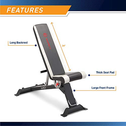 Marcy Adjustable Utility Bench for Home Gym Workout SB-670 - WoodArtSupply