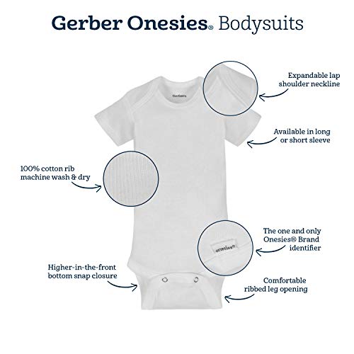 Gerber Baby 15 Piece Onesies Bodysuit Multi Size Pack, White, (0-3M, 3-6M, 6-9M) - WoodArtSupply