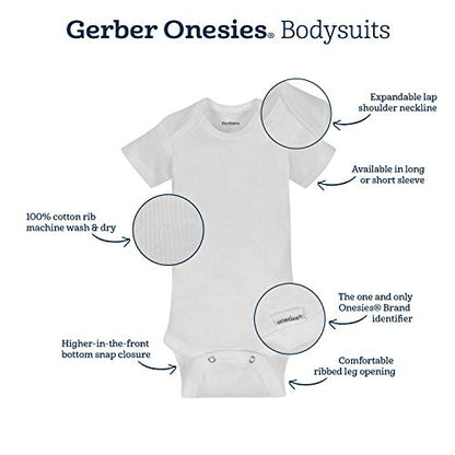 Gerber Baby 15 Piece Onesies Bodysuit Multi Size Pack, White, (0-3M, 3-6M, 6-9M) - WoodArtSupply