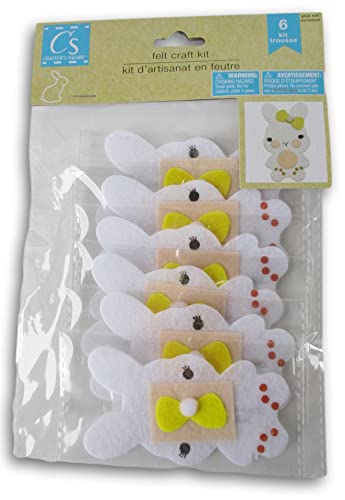 Craft Supply Easter Felt DIY Craft Kit for Kids - Make Your Own Easter Bunny! - Makes 6 Bunnies - WoodArtSupply