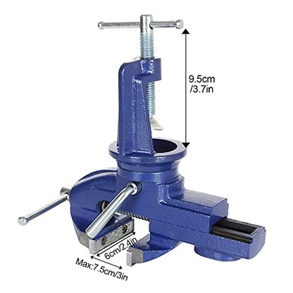 ABuff Universal Table Vise 2-1/2 Inch, Blue 360° Swivel Vise with Table Clamp＆Jaw Covers, Heavy Duty Repair Tools Table Vise, Durable Vice for - WoodArtSupply