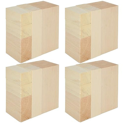 Oungy 20 PCS Unfinished Balsa Wood, Balsa Wood Blocks for Carving Whittling Wood Blocks Carving Blocks 4 Different Sizes 105 x 26 x 26mm, 105 x 51 x