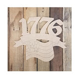1776 American Flag Wood Craft,Unfinished Wooden Cutout Art,DIY Wood Sign, Inspirational Farmhouse Wall Plaque,Rustic Home Decor for Laundry Room Arupkeer
