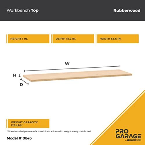 ClosetMaid ProGarage Workbench Top, Heavy Duty Rubberwood, Scratch Resistant, Durable, for Garage or Workshop