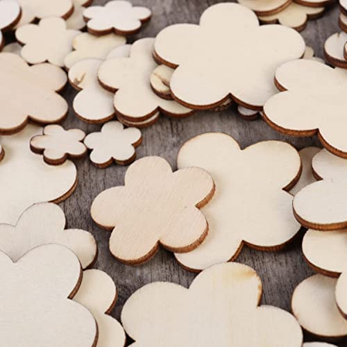Sewroro 100pcs Flower Wood Cutouts Unfinished Wood Plum Slices Flower Wooden Wood Flower Slices Cut Wooden Plum Nativity Ornaments DIY Gifts in Bulk Sewroro