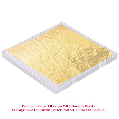 KraftiSky Gold Leaf Sheets - 100 Gold Foil Sheets - 14 x 14 cm Multipurpose  Gold Leaf for Nails, Art & DIY Projects, Picture Frames, Home Walls