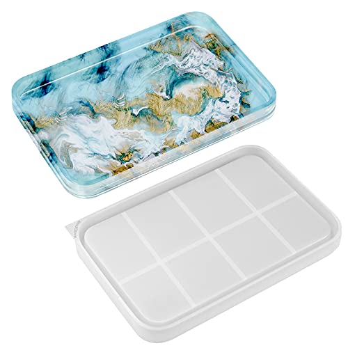 Silicone Tray Molds for Epoxy Resin,Resin Molds with sturdy edges& bottom,8 grids for bottom supporting.Large Rolling Tray Mold for adult &kids DIY