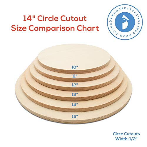 Wood Circles 14 inch 1/2 inch Thick, Unfinished Birch Plaques, Pack of 10 Wooden Circles for Crafts and Blank Sign Rounds, by Woodpeckers