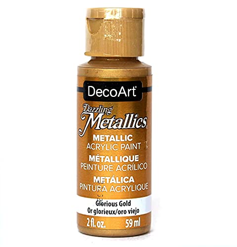 DecoArt Dazzling Metallics - 2 Ounce 4 Pack Glorious Gold Acrylic Paint Set Gold Metallic Acrylic Paint Art Supplies- Art Projects, Home Decor- - WoodArtSupply