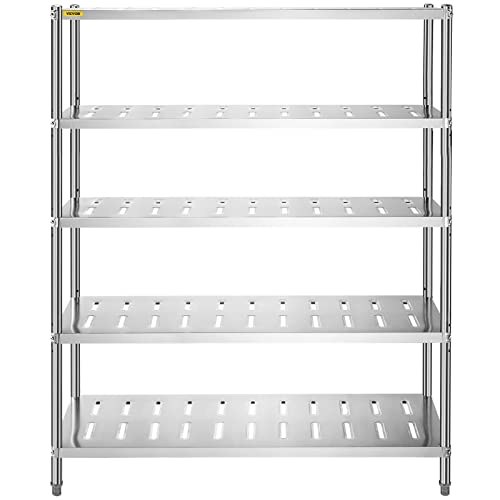 VEVOR Storage Shelf, 5-Tier Storage Shelving Unit, Stainless Steel Garage Shelf, 59.1 x 17.7 x 70.9 inch Heavy Duty Storage Shelving, 661 Lbs Total - WoodArtSupply