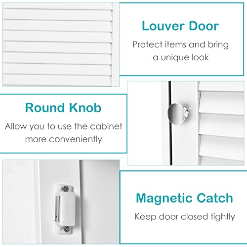 COSTWAY Bathroom Wall Cabinet, Large Capacity Storage Cabinet w/Single Louver Door & Height Adjustable Shelf, Wood Wall Mounted Medicine Cabinet for COSTWAY