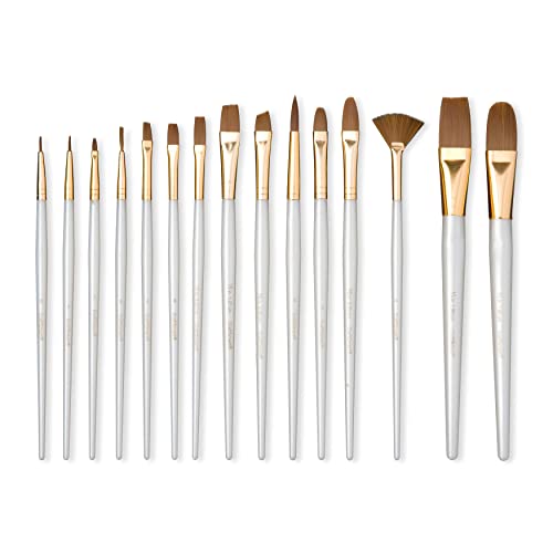 Brown Taklon Variety 15 Piece Brush Set by Craft Smart® - WoodArtSupply