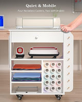 Rolling Craft Cart and Storage Table for Cricut - VDamu Vinyl Roll Holder and Craft Room Organizer Vdamu