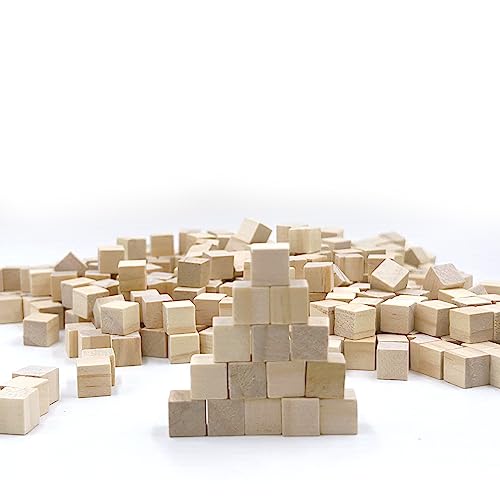 Wood Blocks for Crafting, 1cm Wooden Cubes, Pack of 500 Unfinished Plain Wood Blocks, Small Wooden Blocks Great for DIY Crafts Making GMETNIC