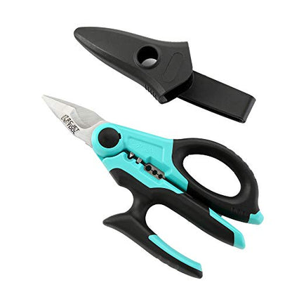 C.JET TOOL 7" Stainless Professional Electrician Scissors Multi-Grip Design Aluminium Copper Soft Cable - WoodArtSupply