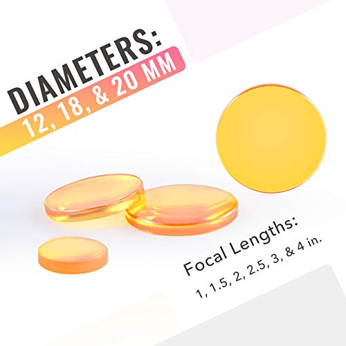 OMTech 18mm ZnSe Focus Lens, CVD ZnSe CO2 Laser Engraver Focal Lens with 2 Inch Focal Length, 2" FL Zinc Selenium Replacement Lens for 50W 60W 70W OMTech