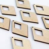ALL SIZES BULK (12pc to 100pc) Unfinished Wood Wooden Laser Cutout Pointed Diamond with cut out Dangle Earring Jewelry Blanks Charms Shape Crafts Texan Wood Crafts
