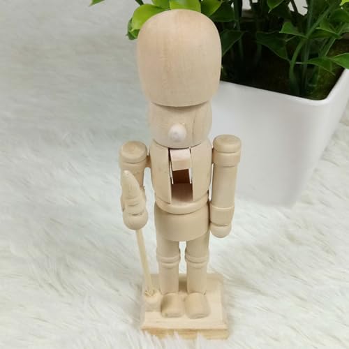 6pcs DIY Wooden Christmas Nutcrackers, DIY Blank Unpainted Unpainted Puppet Walnut Soldier With Paint & Brush For Christmas Decoration YmilemY