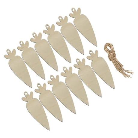 Ciieeo 12pcs Carrot Pendant Easter Wooden Cutouts Wooden Gift Tags Easter Carrot Hanging Ornaments Blank Unfinished Wood Unfinished Wooden Chips Ciieeo