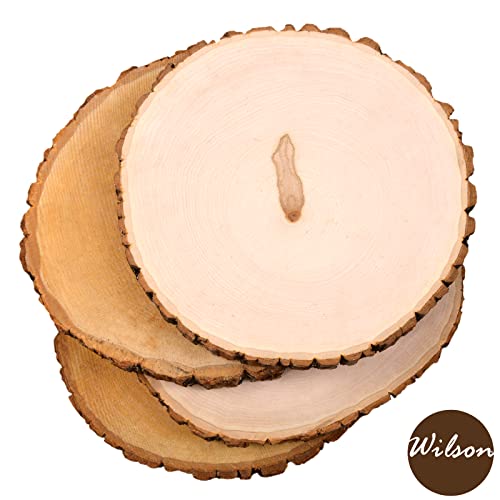 Wilson Wood Slice 4 Pack Basswood Round Rustic, Sanded Side, 9-12" Diameter, for Wedding Centerpiece, Babyshowers, DIY Projects, Table Chargers, - WoodArtSupply