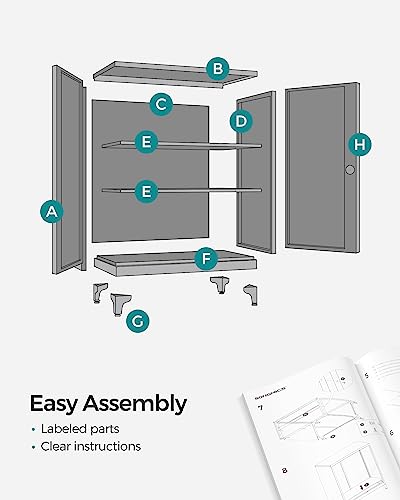 SONGMICS Garage Cabinet, Metal Storage Cabinet with Doors and Shelves, Office Cabinet for Home Office, Garage and Utility Room, Grey UOMC013G01 - WoodArtSupply