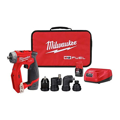 Milwaukee 2505-22 M12 Fuel Installation Drill/Driver Kit, Compact, Forward/Reverse Switch, Keyless Chuck, LED Light, Variable Speed Milwaukee