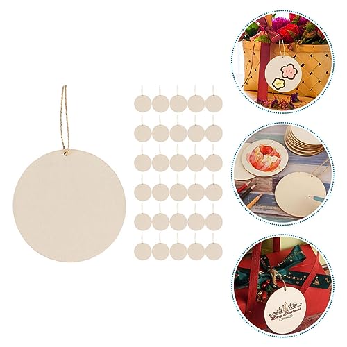 Zerodeko 1 Set Wooden Slices Label Pendant Unfinished Wood Slices Craft Pendant with Hole Decorations Set Wood Chips Wooden Christmas Decorations Zerodeko