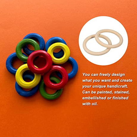uxcell 3Pcs 90mm(3.5-inch) Natural Wood Rings, 10mm Thick Smooth Unfinished Wooden Circles for DIY Crafting, Knitting, Macrame, Pendant uxcell