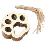30 Pcs Unfinished Blank Wooden Bear Paw Shape Slices Discs DIY Craft Pieces Small Wooden Piece Embellishments for Wedding Christmas Party Pssopp