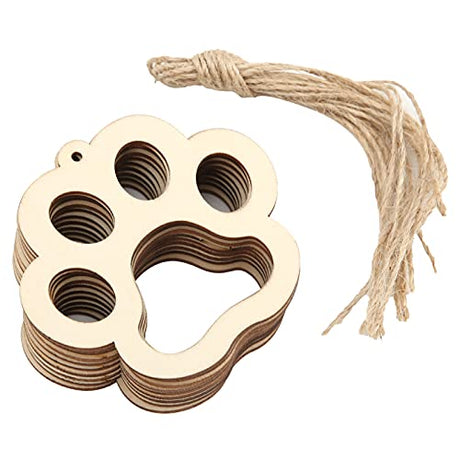 30 Pcs Unfinished Blank Wooden Bear Paw Shape Slices Discs DIY Craft Pieces Small Wooden Piece Embellishments for Wedding Christmas Party Pssopp