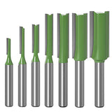 Saipe 7pcs 1/4" Shank Tungsten Carbide Double&Single Flute Straight Dado Router Bit Set, 3/4/5/6/8/10/12mm Cutting Diameter Trimming Cutter for Saipe