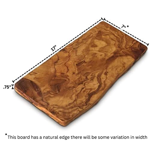 THE LIVE EDGE - Olive Wood Long Charcuterie Board | Rustic Large Wooden Cutting Board for Kitchen | Cheese and Bread Cutting Wood Board | Handmade - WoodArtSupply