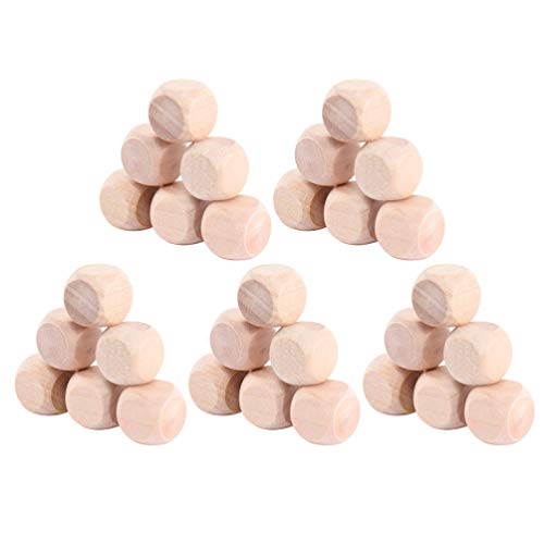 Wooden Dice 100pcs Wooden Cubes Unfinished Wooden Dice Wooden Six- sided Blank Dices Six Sides Blank Square Blocks Small Wooden Blocks DIY Craft Milisten