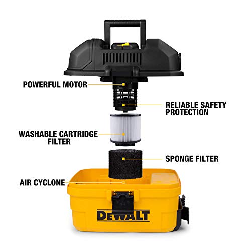 DEWALT DXV04T Portable 4 gallon Wet/Dry Vaccum, Yellow - WoodArtSupply