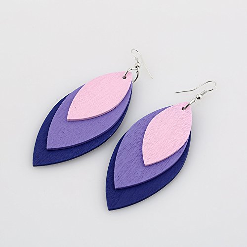 30PCS Leaf Shape Unfinished Wood Earring Blanks Pendant Laser Cut Wood Shapes (Natural, 50mm, 40mm, 30mm) NUORUI