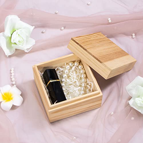 Useekoo Unfinished Wooden Box with Lid, 2 Pcs 3.9''x3.86''x2.6'' Small Keepsake Box, Rustic Wood Boxes for Crafts Art Hobbies and Home Decorations Useekoo