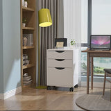 QDSSDECO 3 Drawer Mobile File Cabinet, Rolling Vertical Filing Cabinet fits A4, Legal Paper and Letter Paper for Home Office, White QDSSDECO