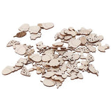 hobbyhub 200Pcs Animals and Plants Wooden Embellishments,Unfinished Wood Cutout Set Forest Animal Leaf Mushroom Craft Pieces Slice Ornament for DIY hobbyhub
