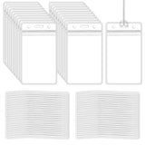 50 Pack Clear Plastic Luggage Bag Tag Holder Badge Label Tag Holder with 50 Pack Luggage Loops Straps for Office Business Travel Supplies koorito