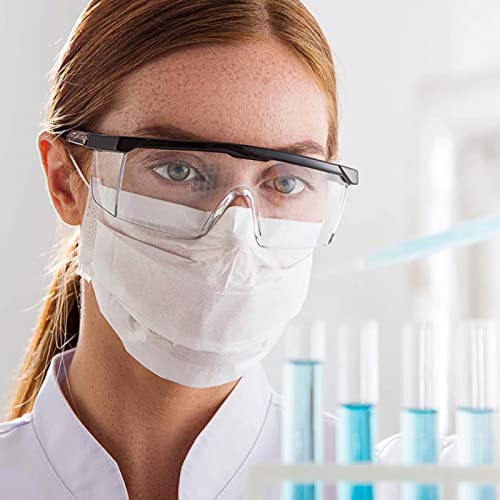 HPYNPES Safety GlassesClear Anti-Fog Goggles Over-Spec Glasses Protective Eye Wear Industrial Approved Wide-Vision（4 PACK） HPYNPES
