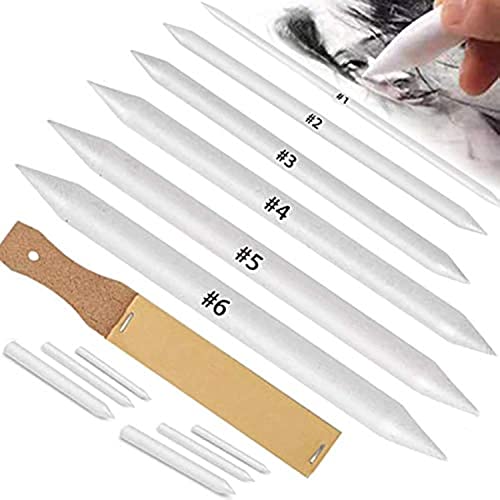 N NOROCME 12 PCS Blending Stumps and Tortillions Paper Art Blenders with Sandpaper Pencil Sharpener Pointer for Student Artist Charcoal Sketch N NOROCME
