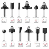 UTRUSTTO 1/4" Router Bit Set 12 Pieces, Tungsten Carbide Router Bits 1/4 Inch Shank, for Professional and Beginners Carpenter UTRUSTTO
