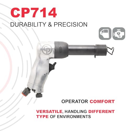 Chicago Pneumatic CP714 - Air Hammer, Welding Equipment Tool, Construction, 0.401 Inch (10.2mm), Round Shank, Pistol Handel, Stroke 3.15 in / 80 mm, - WoodArtSupply