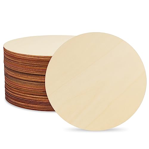 40 PCS 7.9 Inch Wood Circles, Thickness 2.5 mm Unfinished Wood Circles, Plywood Circles, Craft Unfinished Wood Discs for DIY Crafts, Door Hanger,