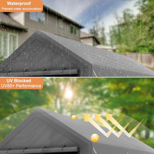 Carport 10'x20' Heavy Duty Canopy Steel Canopy Storage Shed,Portable Garage Party Tent,Portable Garage with Removable Sidewalls & Doors All-Season Generic