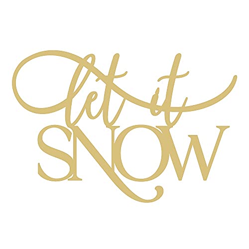 Word Let It Snow Cutout Unfinished Wood Christmas Holiday Seasonal Door Hanger MDF Shape Canvas Style 4 (24") Diverse Woodworking